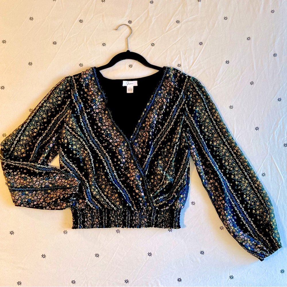 Japna Floral Black Blouse